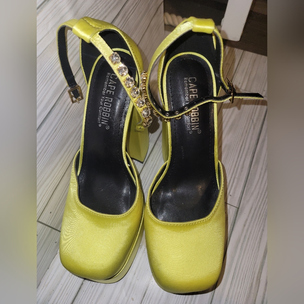 Cape Robbin platform shoes with rhinestone straps